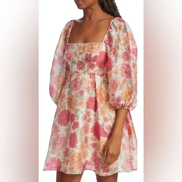 Kivari Floral Mini Dress - Pink and Orange - Picture 12 of 15